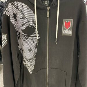 Headrush Black Hoodie with Graphic Design